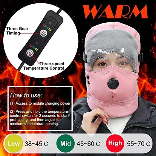 Men and Women's 3 Levels Control USB Heated Hat