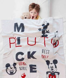 Mickey & Pluto Best Pals Disney Cotton Knitted Throw / Ac Blanket For Kids For Use In All Seasons (2 to 4 Years for Kids)