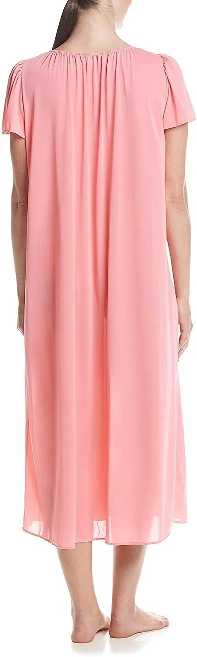 Miss Elaine Nightgown - Women's Long Tricot Nightgown, Short Flutter Sleeves, Comfortable Lightweight Fabric, Sleepwear