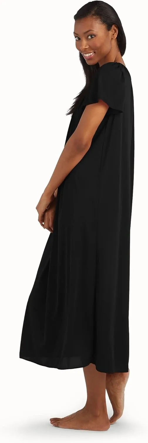 Miss Elaine Nightgown - Women's Long Tricot Nightgown, Short Flutter Sleeves, Comfortable Lightweight Fabric, Sleepwear