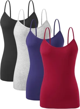 Orrpally Basic Cami Tank Tops Women Lightweight Camisole Stretch Tank Top Adjustable 4-Pack