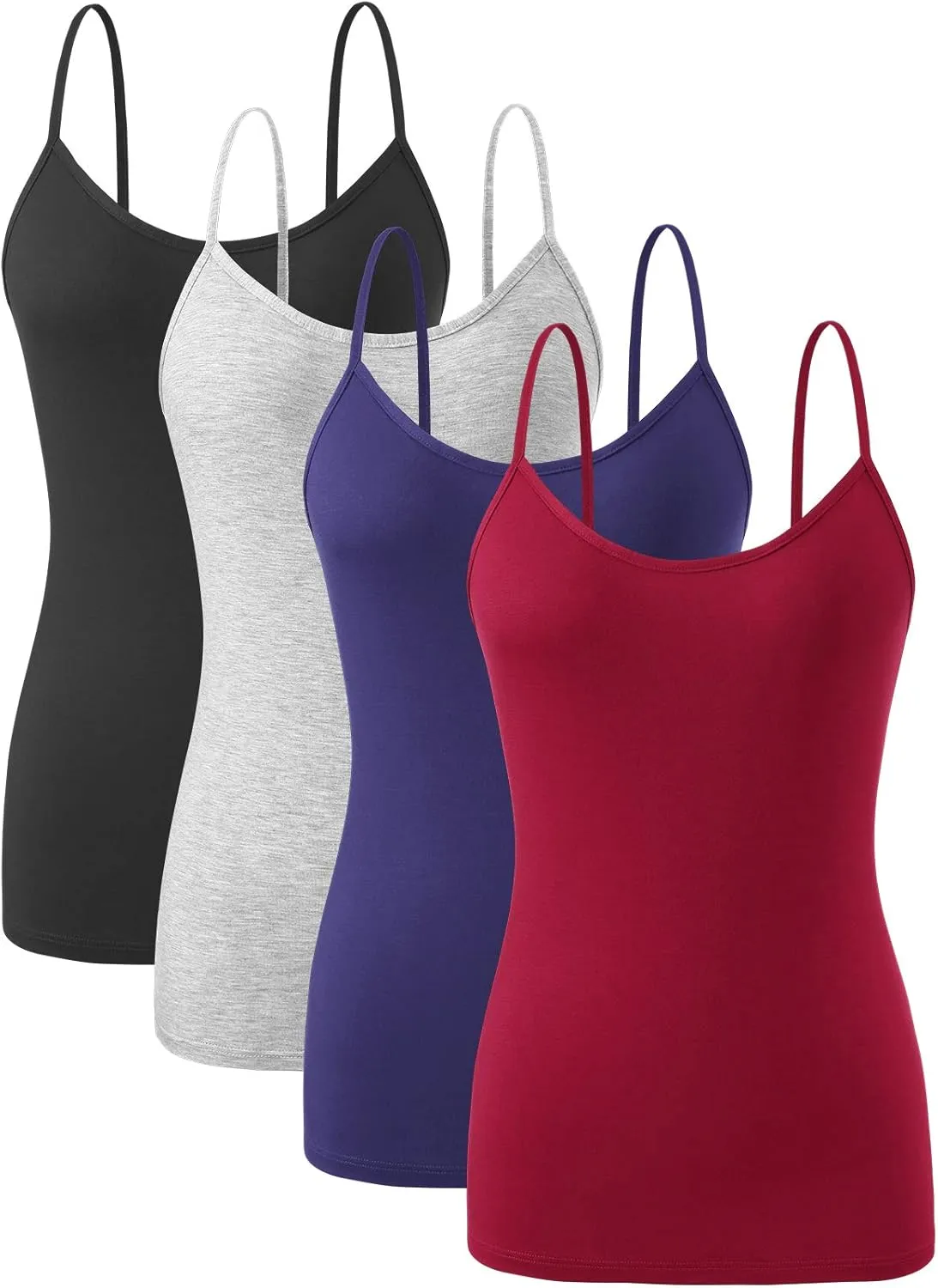 Orrpally Basic Cami Tank Tops Women Lightweight Camisole Stretch Tank Top Adjustable 4-Pack
