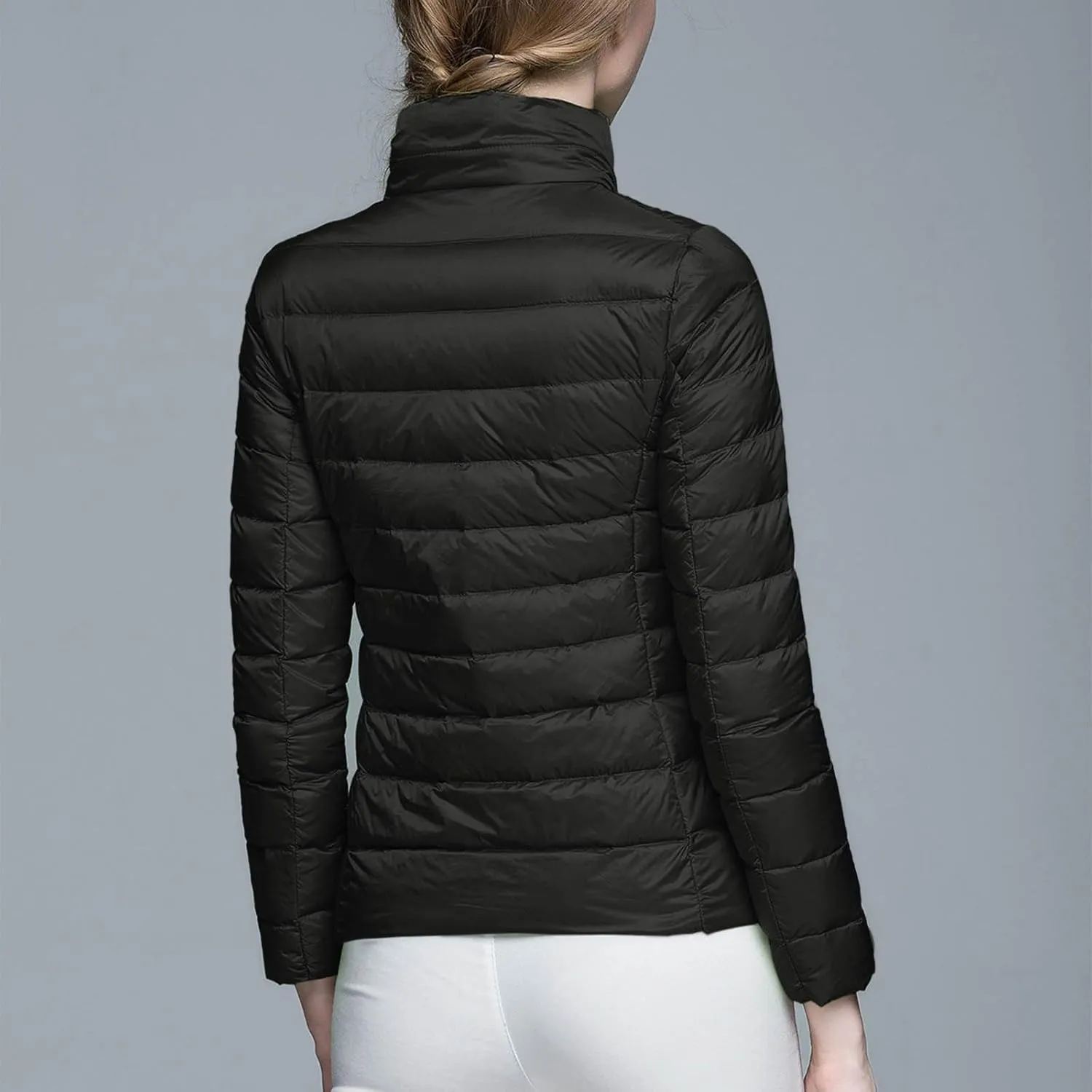 Packable Puffer Jacket for Women Lightweight Short Down Jackets Trendy Slim Fit Bubble Coat Winter Puffer Jackets with Hood