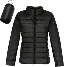 Packable Puffer Jacket for Women Lightweight Short Down Jackets Trendy Slim Fit Bubble Coat Winter Puffer Jackets with Hood