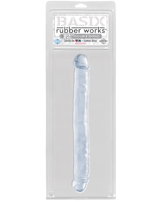 Pipedream Basix Rubber Works Double Dildo 12 inch Clear