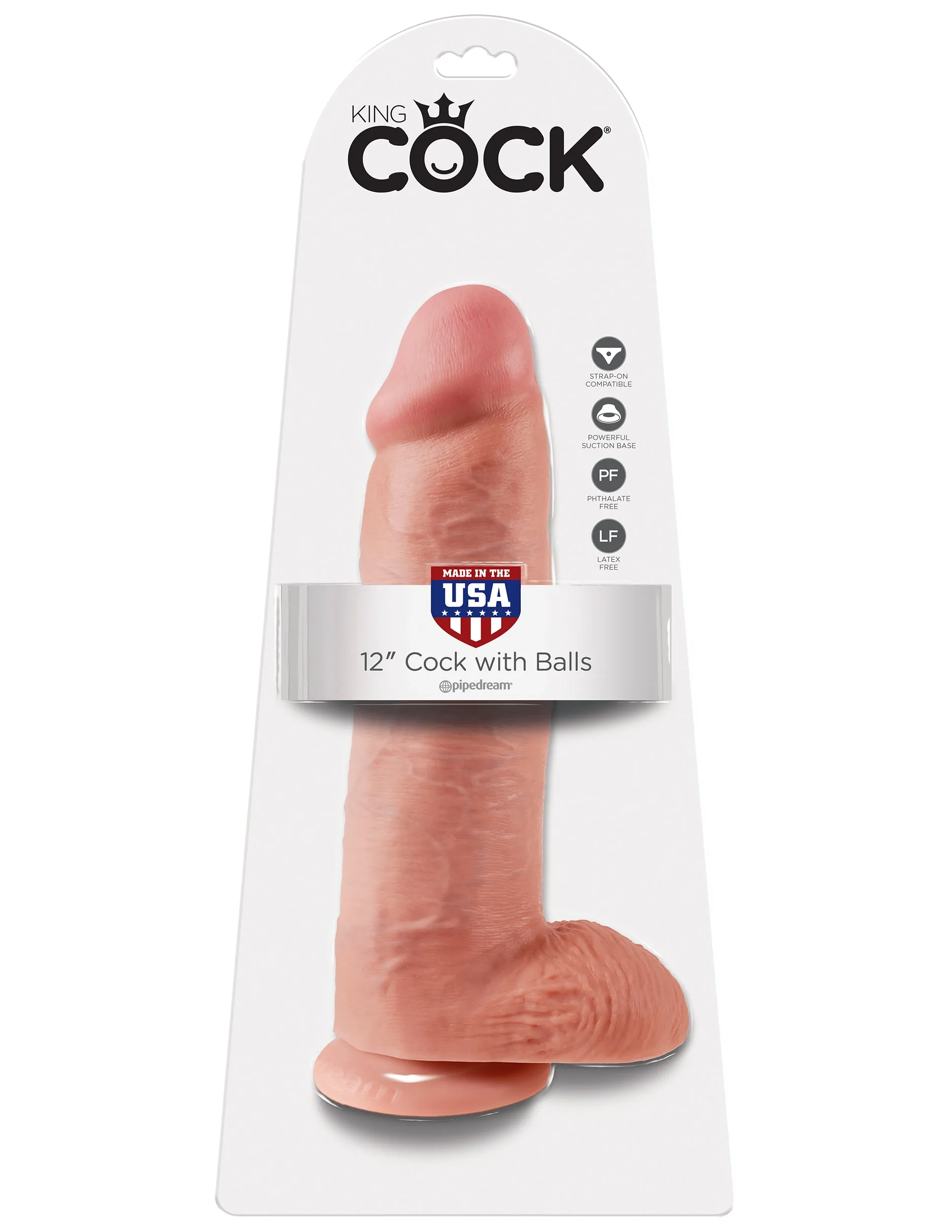 Pipedream King Cock Giant Realistic Dildo with Balls and Suction Cup Mount Base 12 inch Flesh
