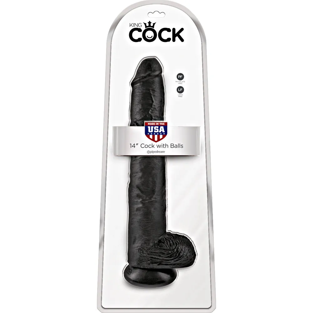 Pipedream King Cock Gigantic Realistic Dildo with Balls and Suction Cup Mount Base 14 inch Black