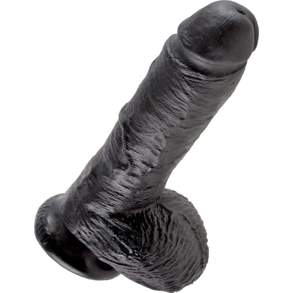 Pipedream King Cock Realistic Dildo with Balls and Suction Cup Mount Base 8 inch Black