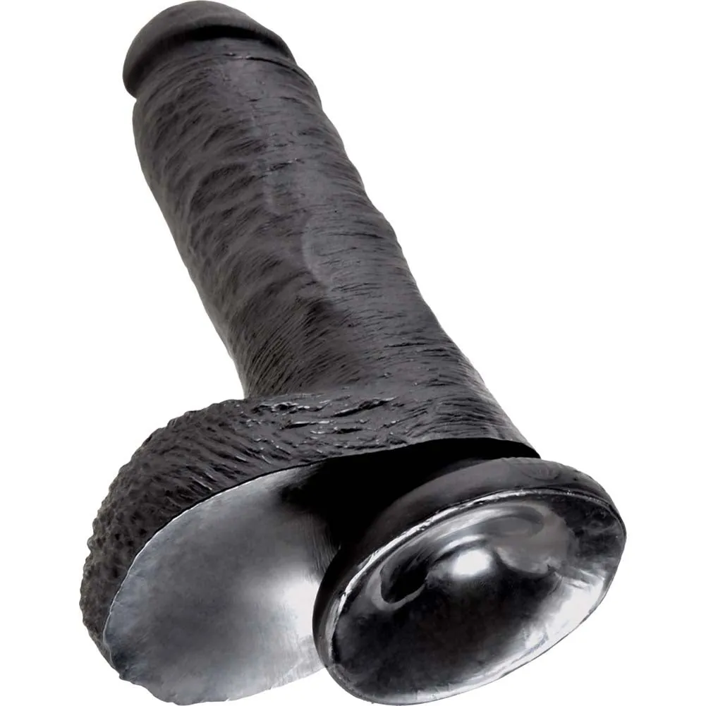 Pipedream King Cock Realistic Dildo with Balls and Suction Cup Mount Base 8 inch Black