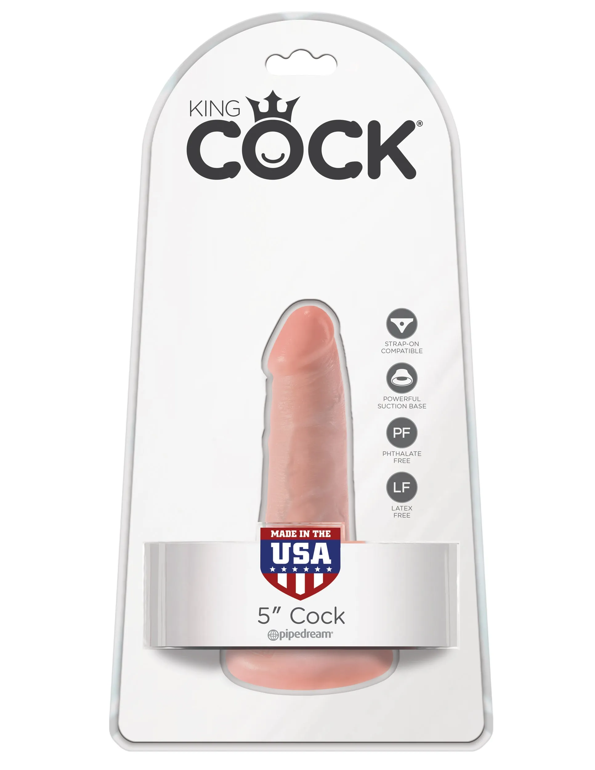 Pipedream King Cock Tapered Realistic Dildo with Suction Cup Mount Base 5 inch Flesh