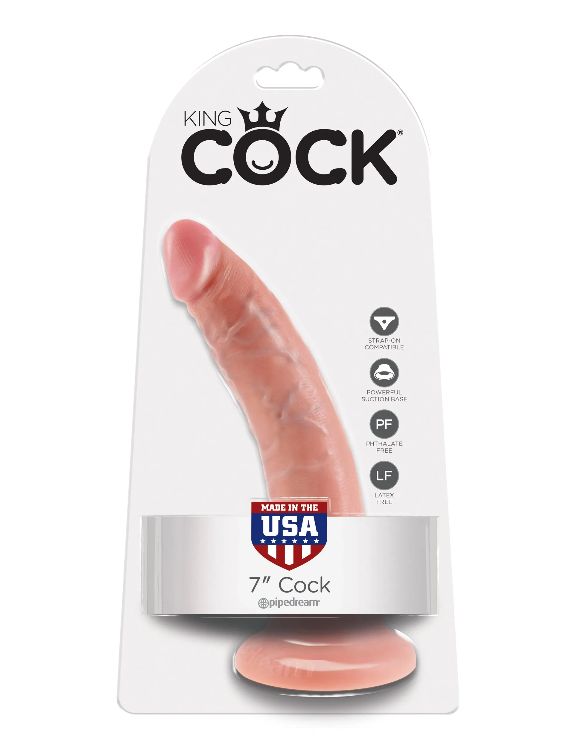 Pipedream King Cock Tapered Realistic Dildo with Suction Cup Mount Base 7 inch Flesh