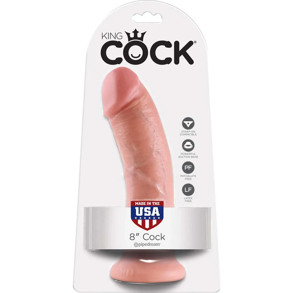 Pipedream King Cock Thick Realistic Dildo with Suction Cup Mount Base 8 inch Flesh