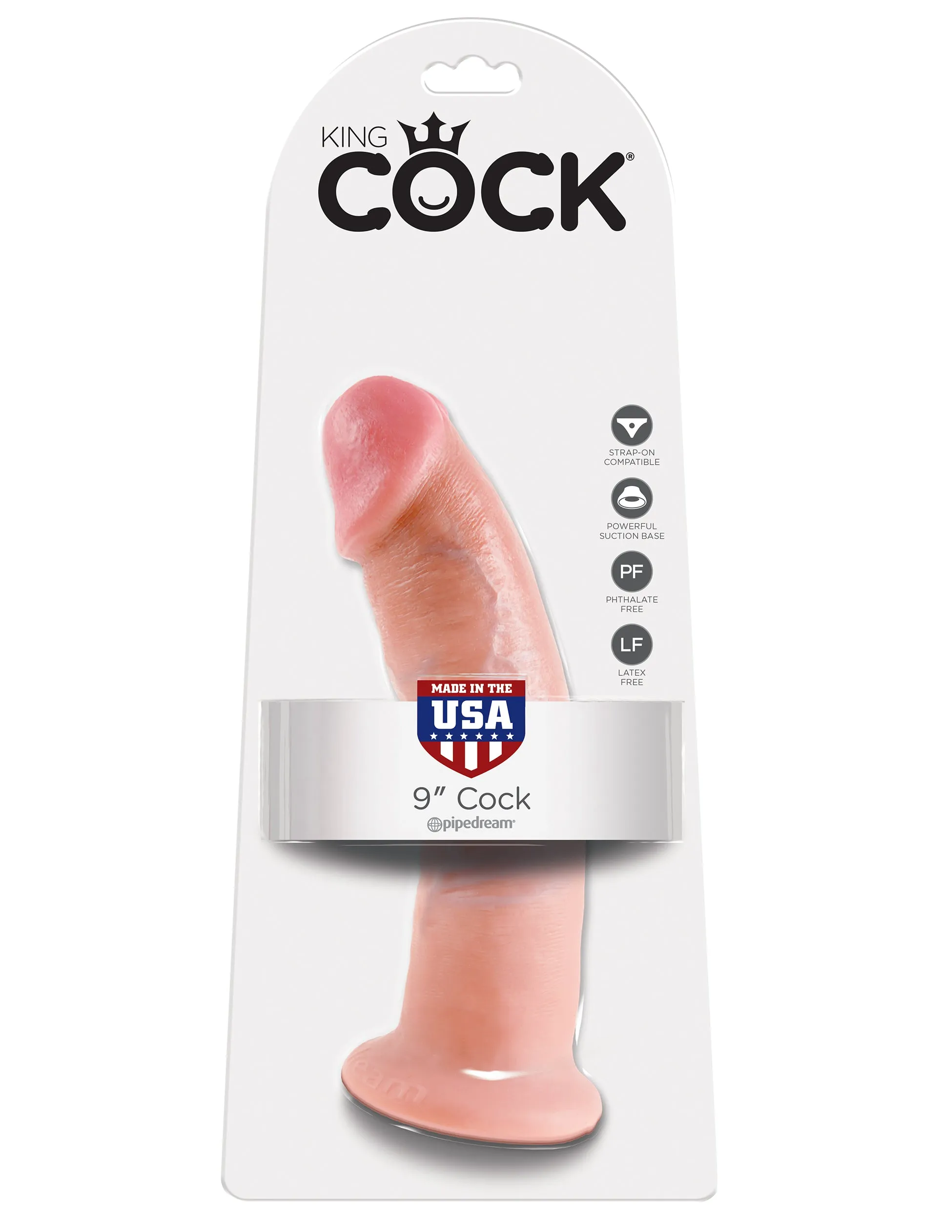 Pipedream King Cock Thick Realistic Dildo with Suction Cup Mount Base 9 inch Flesh