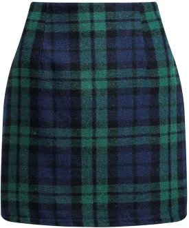 Plaid Skirt for Women Fall Mini Tweed Skirt Casual High Waisted Wool Skirts Elegant Bodycon Pencil Skirt