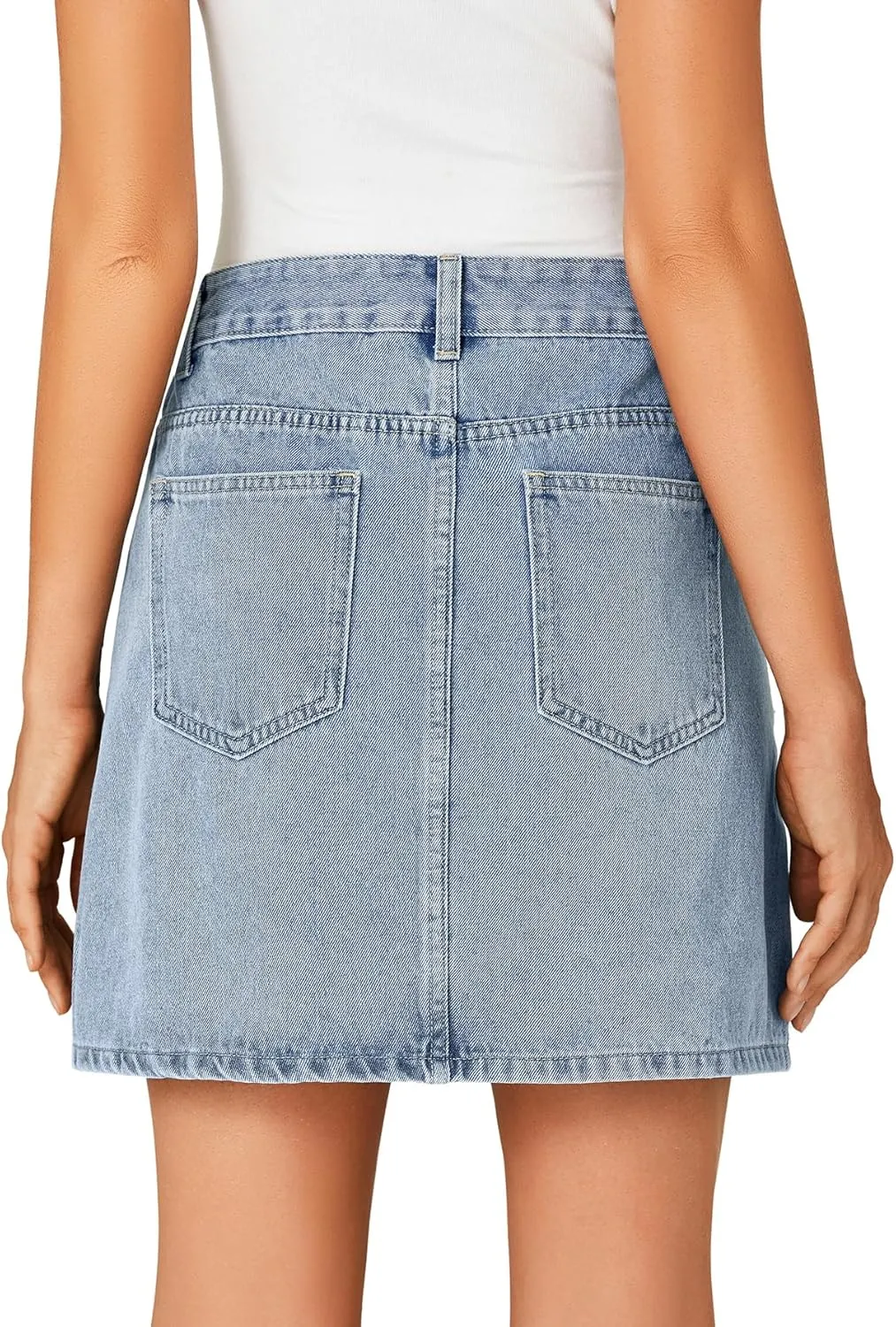Rooscier Women's High Waisted Jean Skirt Trendy Summer Button Up Denim Mini Skirt