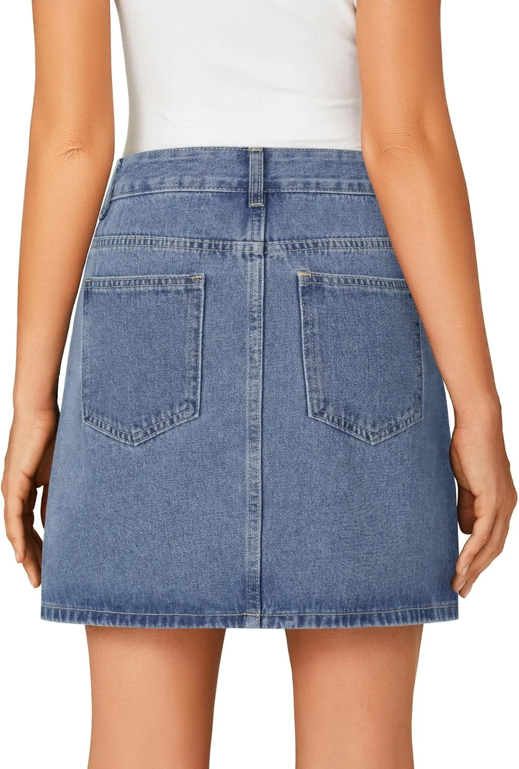 Rooscier Women's High Waisted Jean Skirt Trendy Summer Button Up Denim Mini Skirt