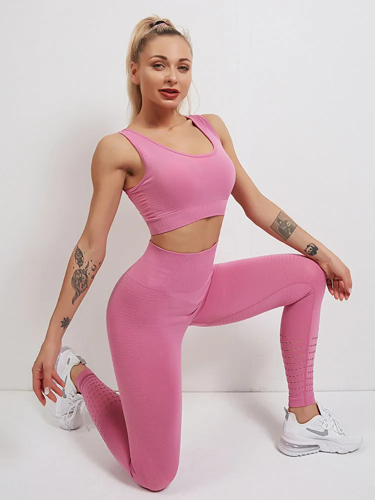 Sidiou Group Anniou Women's Sportswear Yoga Set Workout Clothes Athletic Wear Sports Gym Fitness Suits High Waist Hollow Leggings  Sport Bra