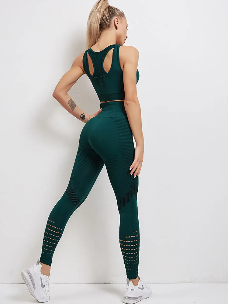 Sidiou Group Anniou Women's Sportswear Yoga Set Workout Clothes Athletic Wear Sports Gym Fitness Suits High Waist Hollow Leggings  Sport Bra