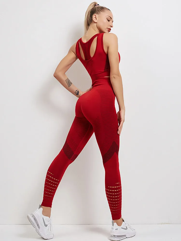 Sidiou Group Anniou Women's Sportswear Yoga Set Workout Clothes Athletic Wear Sports Gym Fitness Suits High Waist Hollow Leggings  Sport Bra
