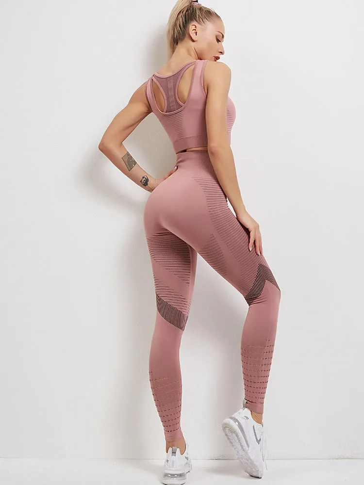 Sidiou Group Anniou Women's Sportswear Yoga Set Workout Clothes Athletic Wear Sports Gym Fitness Suits High Waist Hollow Leggings  Sport Bra