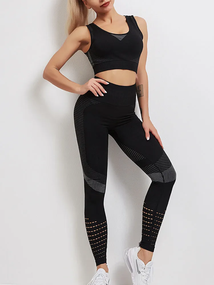 Sidiou Group Anniou Women's Sportswear Yoga Set Workout Clothes Athletic Wear Sports Gym Fitness Suits High Waist Hollow Leggings  Sport Bra