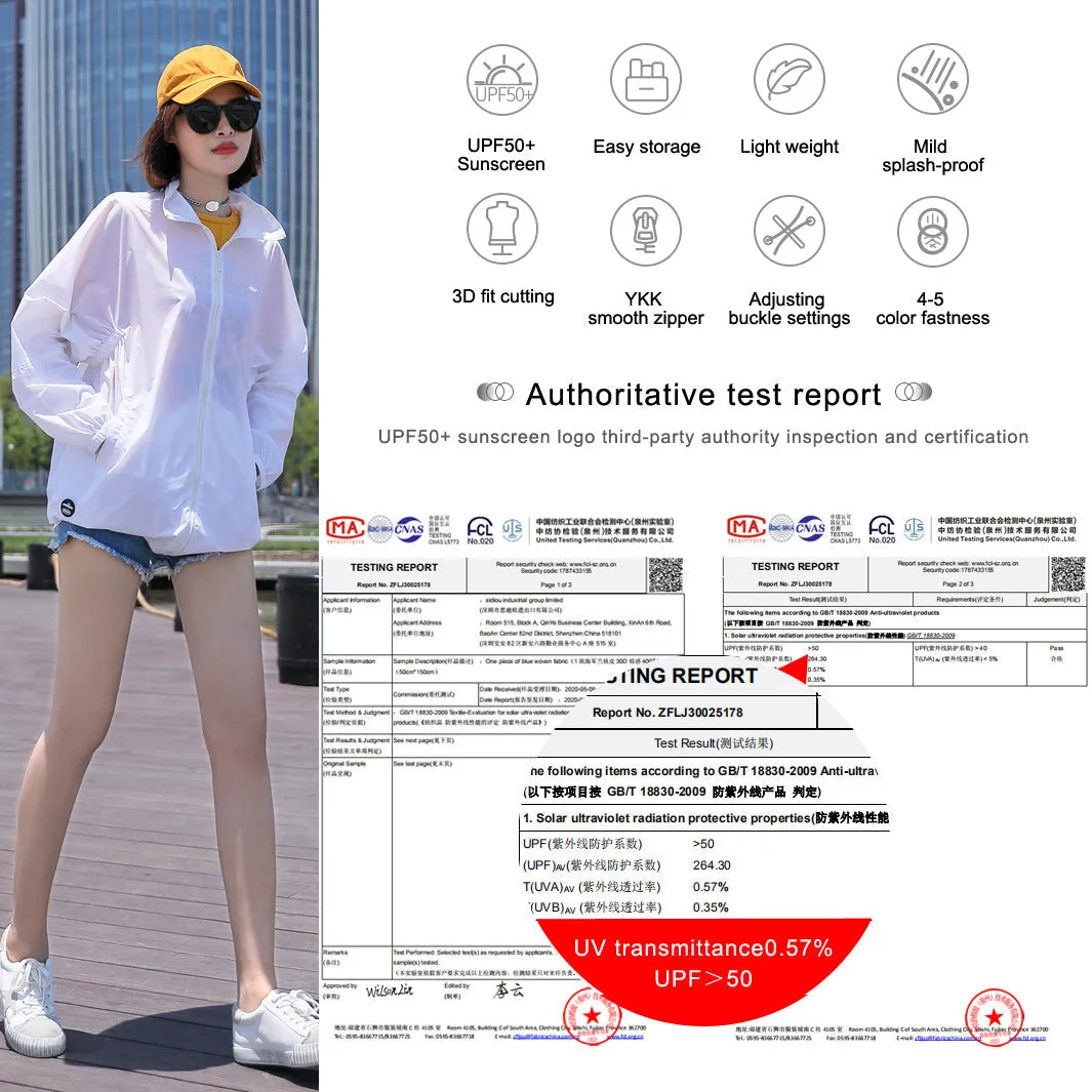 Sidiou Group Anniou YKK Zipper UPF50  Anti UV Jacket Sunscreen Waterproof Breathable Sun Protection Clothing Coat Loose Plus Size Lightweight Jackets