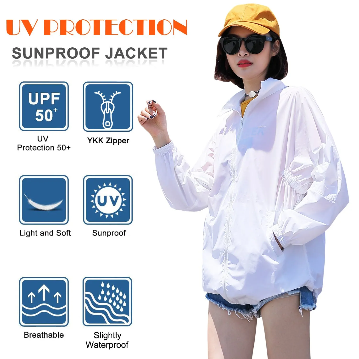 Sidiou Group Anniou YKK Zipper UPF50  Anti UV Jacket Sunscreen Waterproof Breathable Sun Protection Clothing Coat Loose Plus Size Lightweight Jackets