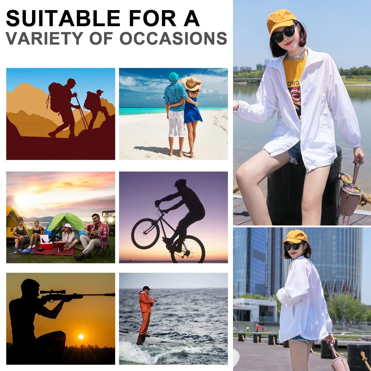 Sidiou Group Anniou YKK Zipper UPF50  Anti UV Jacket Sunscreen Waterproof Breathable Sun Protection Clothing Coat Loose Plus Size Lightweight Jackets