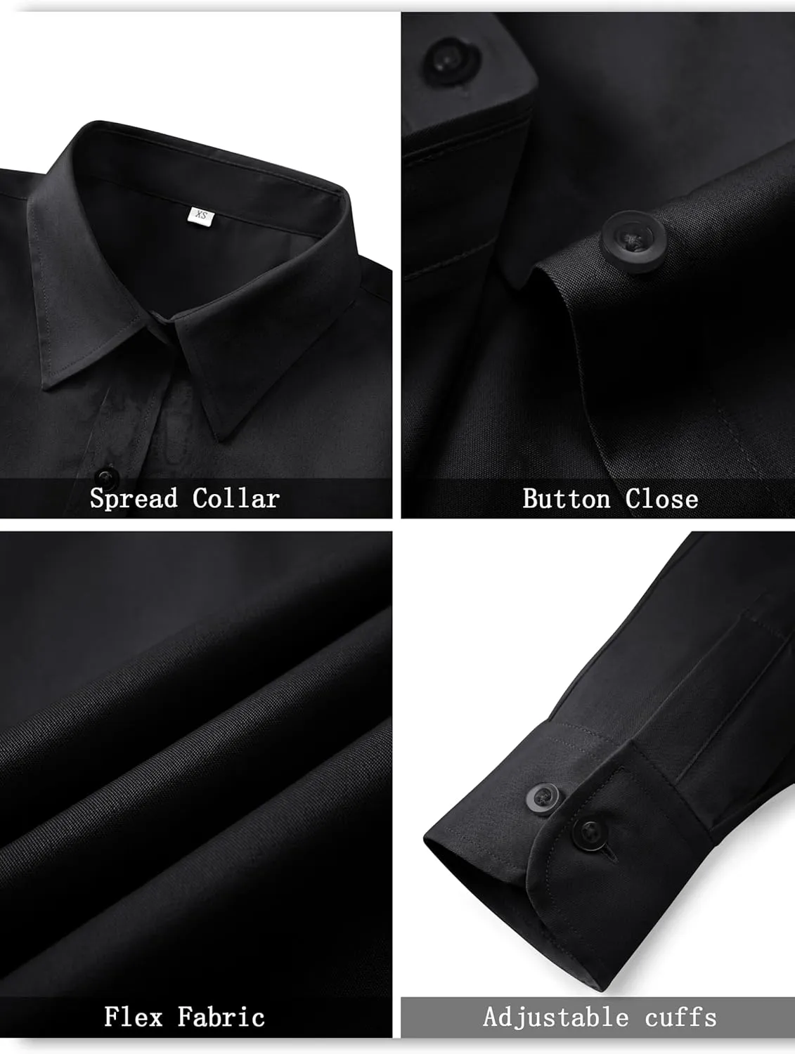 Soft Wrinkle-Free Women's Button Down Dress Shirts Solid Long Sleeve Work Blouses Fit Stretch Casual Tops XXS-6XL
