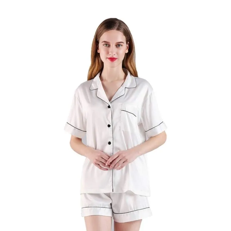 Softouch Super Soft Satin Short White Pyjama Set