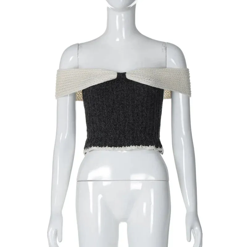 Splicing Bow Crop Sexy Hot Fashion Short Backless Y2K Slim Sleeveless Top