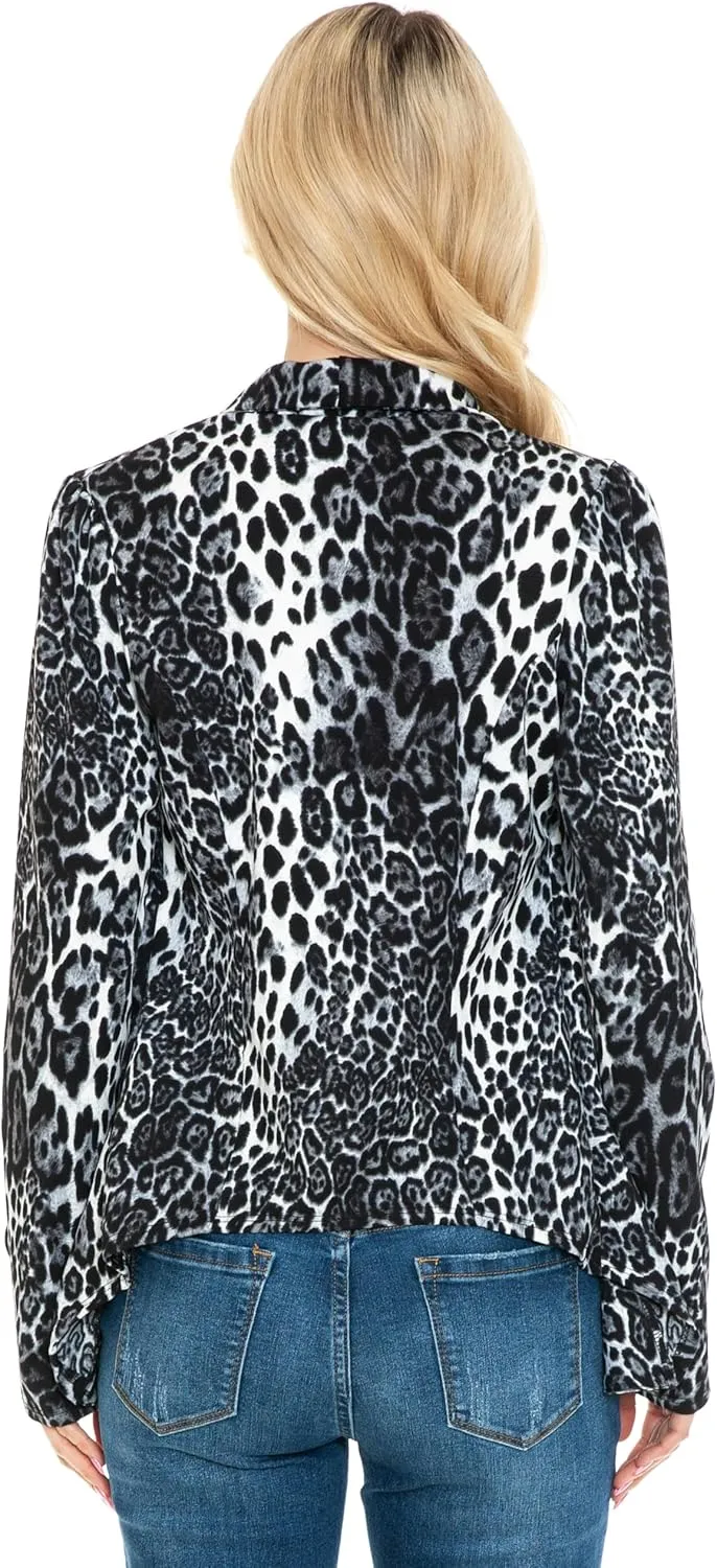 SSOULM Women's Long Sleeve Classic Draped Open Front Lightweight Blazer with Plus Size