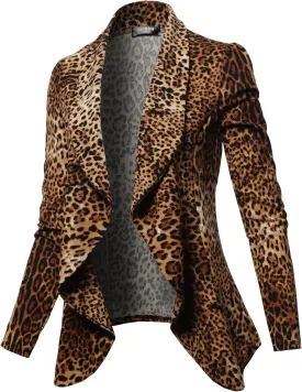 SSOULM Women's Long Sleeve Classic Draped Open Front Lightweight Blazer with Plus Size