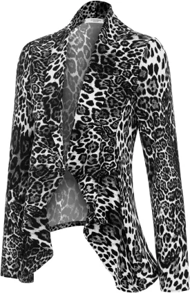 SSOULM Women's Long Sleeve Classic Draped Open Front Lightweight Blazer with Plus Size