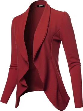 SSOULM Women's Long Sleeve Classic Draped Open Front Lightweight Blazer with Plus Size