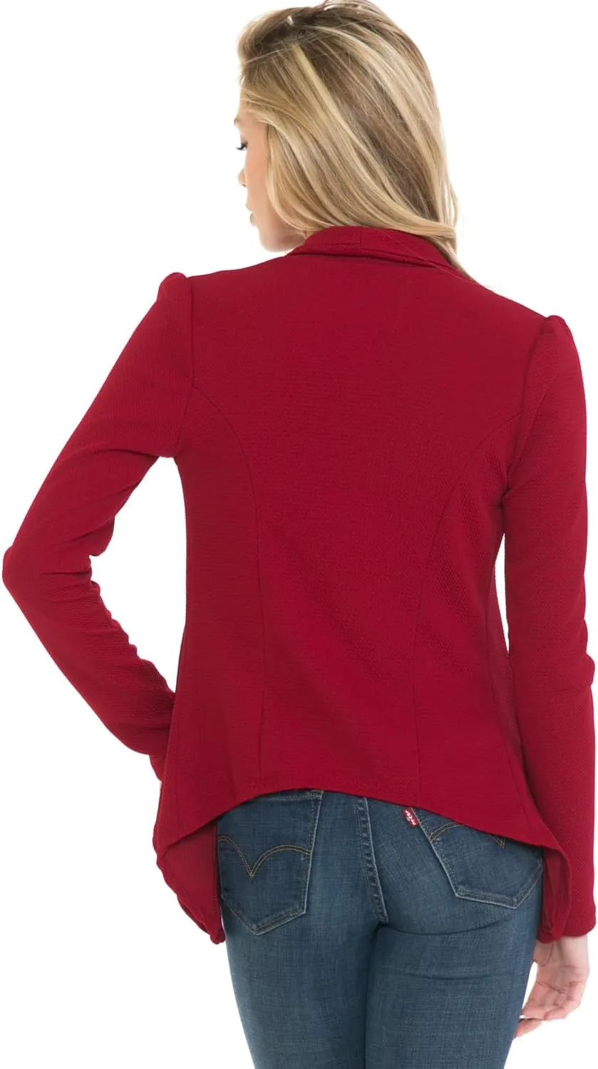 SSOULM Women's Long Sleeve Classic Draped Open Front Lightweight Blazer with Plus Size