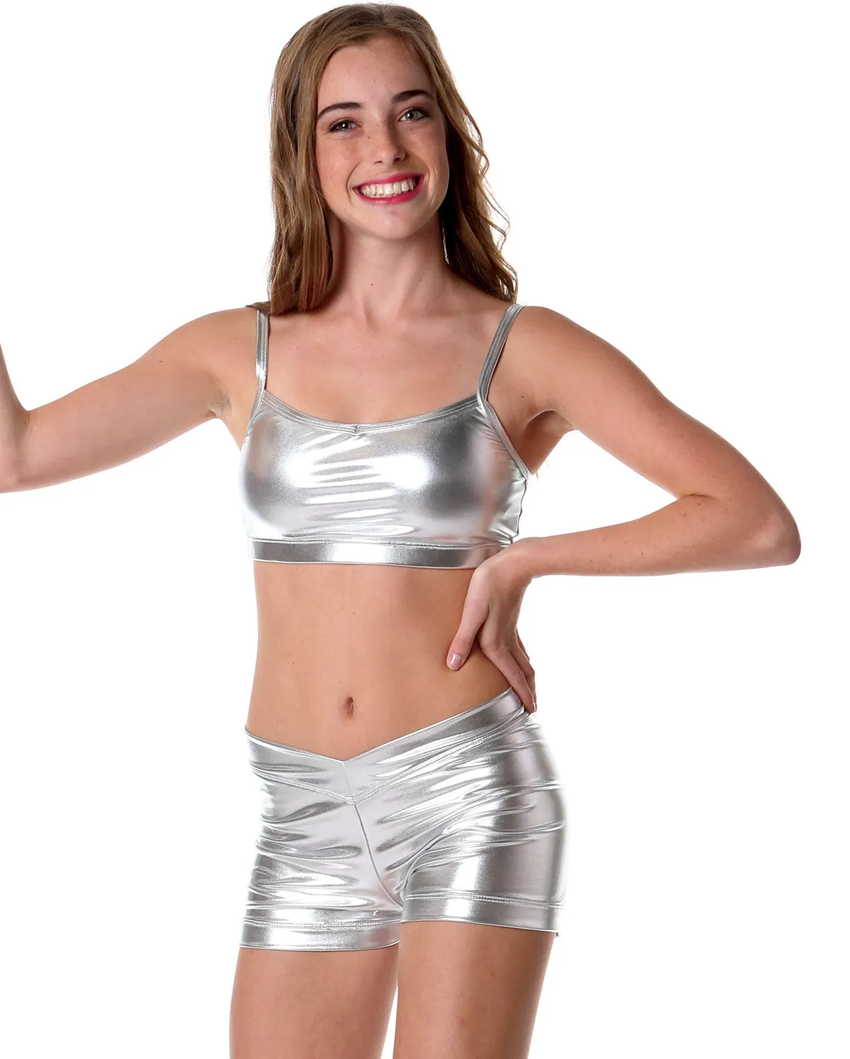 Studio 7 Metallics, Crop Top, Silver, Adults, ADCT02