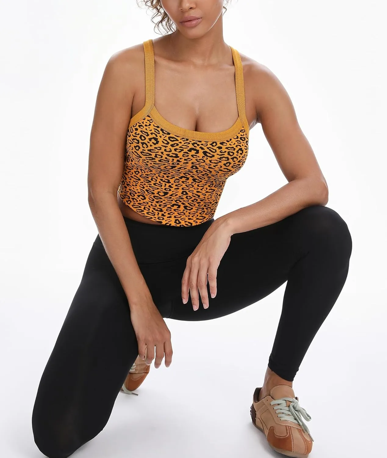 Tank Tops for Women Scoop Neck Crop Tops Athletic Workout Tops Cute Seamless Cami Ribbed Tank Tops
