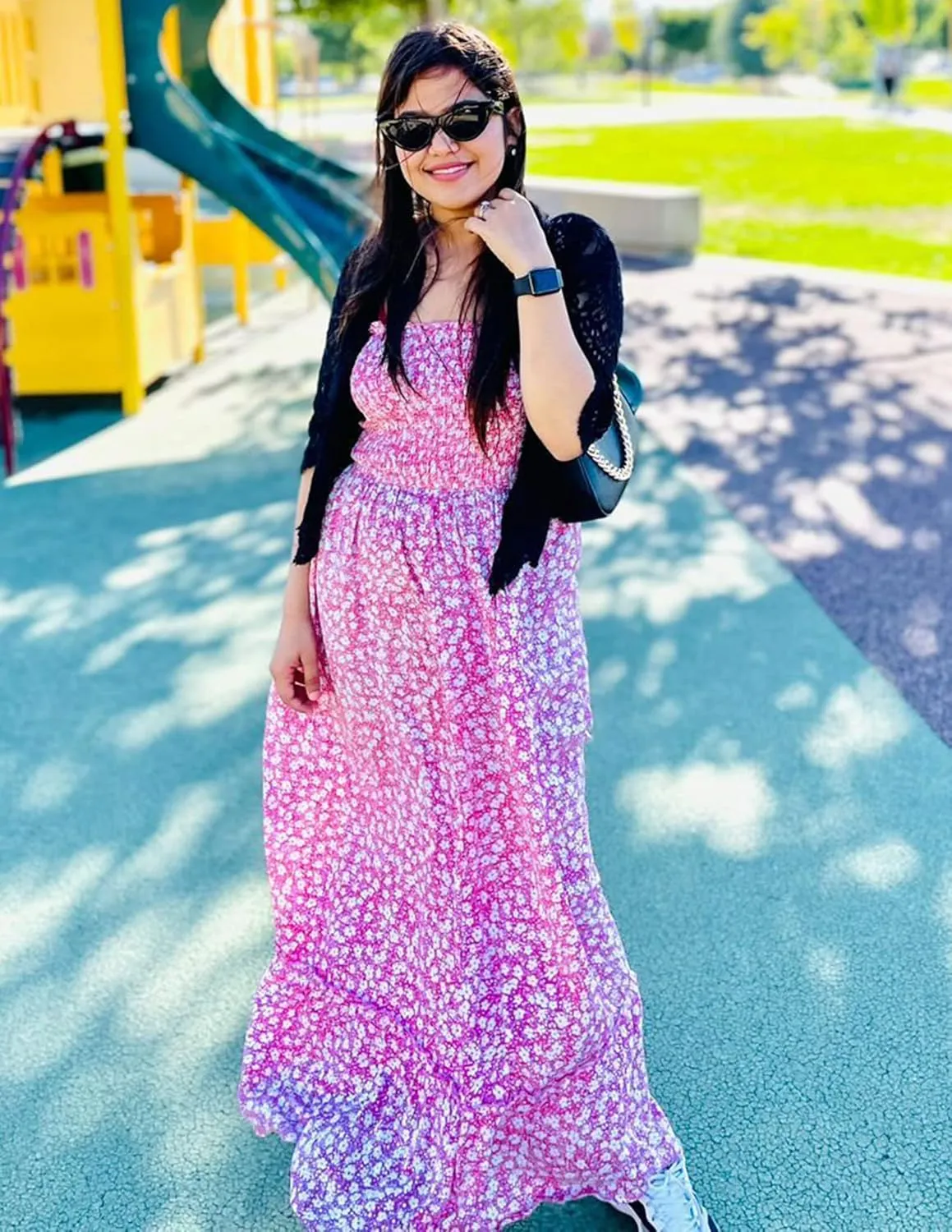 Tobrief Women's Boho Dress Summer Spaghetti Strap Square Neck Flowy Ruffle Beach Long Maxi Dress