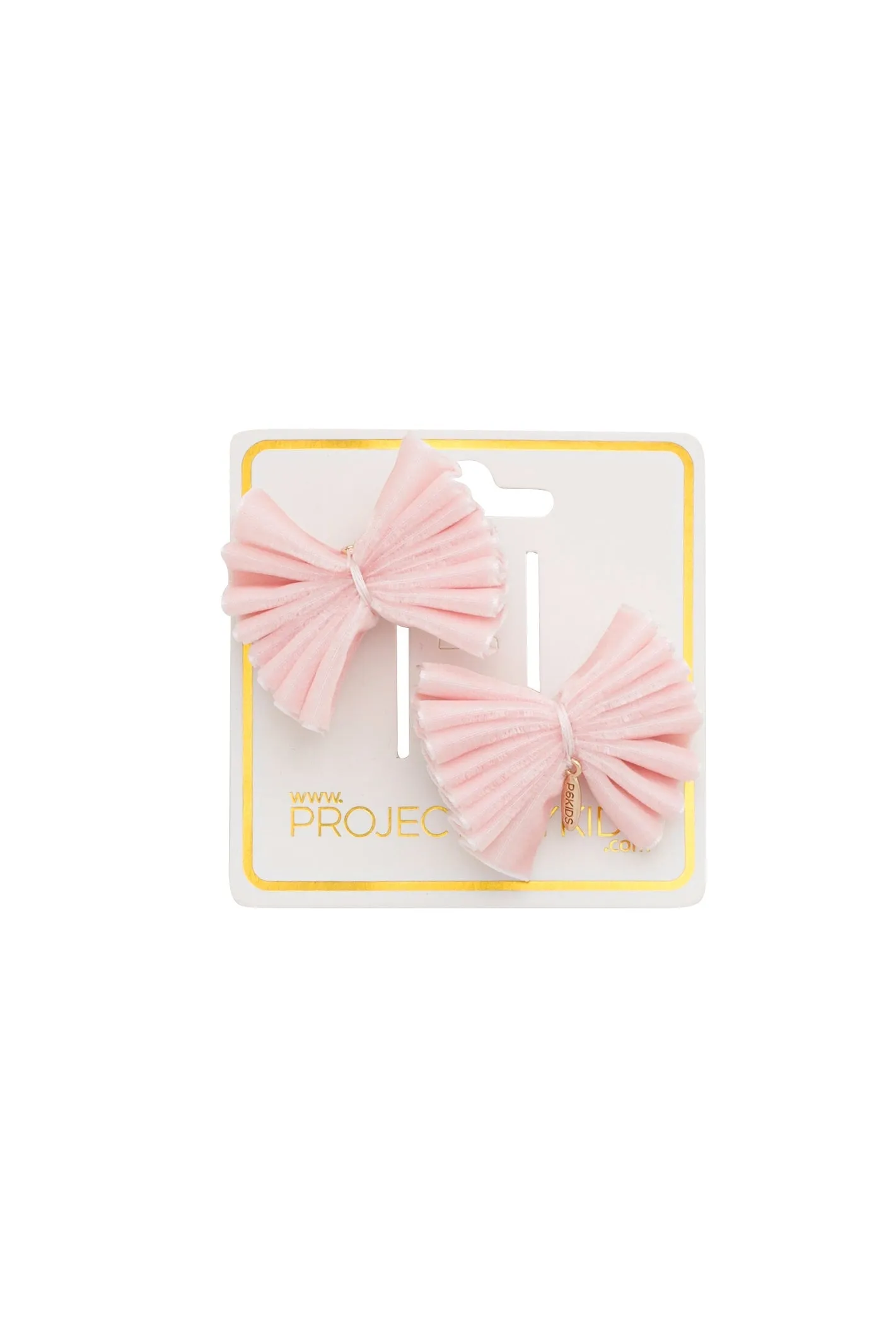 Velvet Pleated Butterfly Bow Clip Set - Light Pink (Handmade in the USA!)