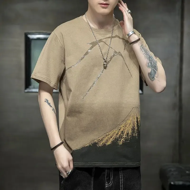 Wiaofellas  -  Fashion Printed O-Neck Short Sleeve T-Shirt Men's Clothing Summer New Oversized Casual Pullovers All-match Tee Shirt