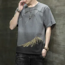Wiaofellas  -  Fashion Printed O-Neck Short Sleeve T-Shirt Men's Clothing Summer New Oversized Casual Pullovers All-match Tee Shirt