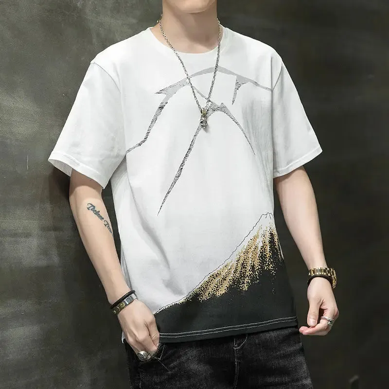 Wiaofellas  -  Fashion Printed O-Neck Short Sleeve T-Shirt Men's Clothing Summer New Oversized Casual Pullovers All-match Tee Shirt