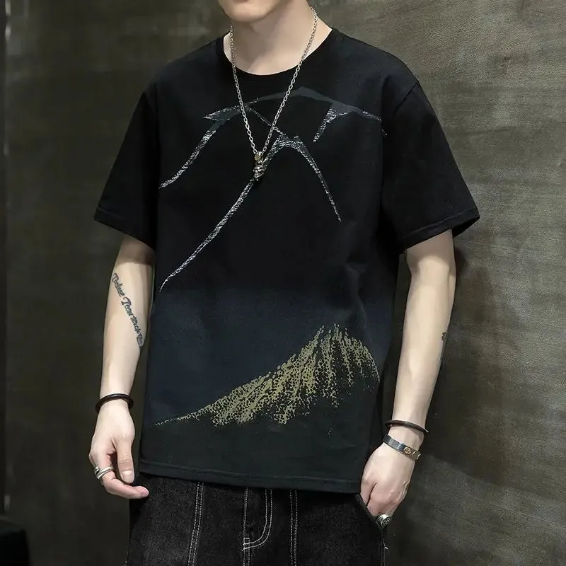 Wiaofellas  -  Fashion Printed O-Neck Short Sleeve T-Shirt Men's Clothing Summer New Oversized Casual Pullovers All-match Tee Shirt