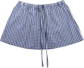 Women Y2k Plaid Mini Skirts Elastic Waist Low Rise A Line Boxer Skirt Summer Gingham Going Out Bubble Short Skirts