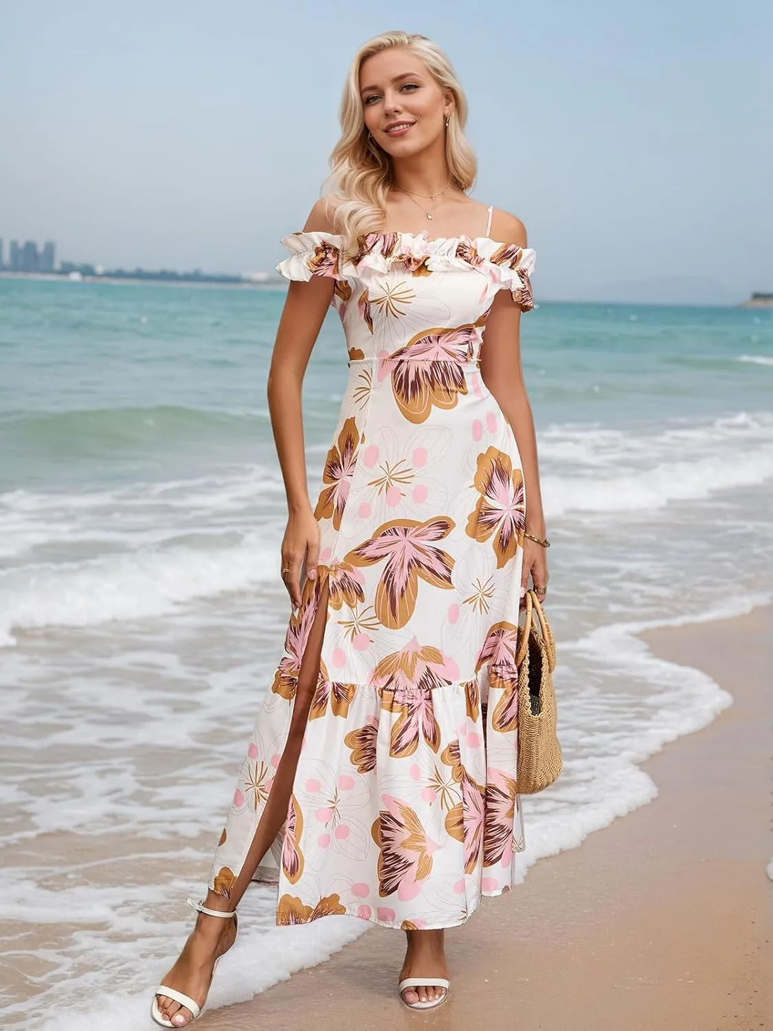 Women's 2025 Summer Formal Dresses Elegant Evening Party Cocktail Sexy Ruched Wedding Guest Maxi Dress