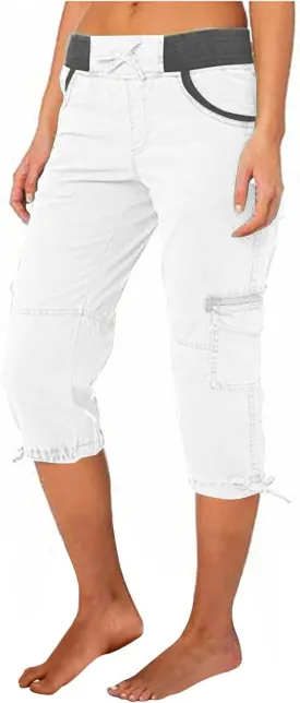 Womens Cargo Capris Hiking Pants Lightweight Quick Dry Outdoor Athletic Capri Summer Casual Bermuda Shorts w Pockets