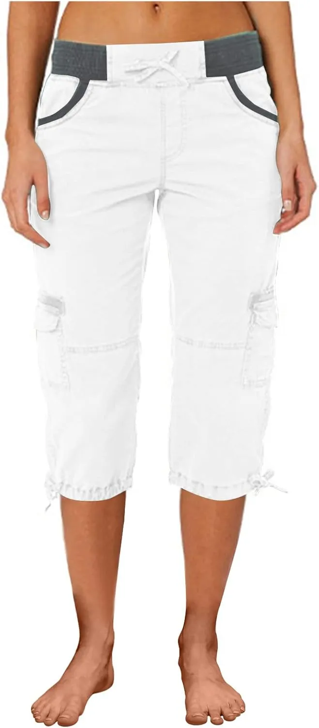 Womens Cargo Capris Hiking Pants Lightweight Quick Dry Outdoor Athletic Capri Summer Casual Bermuda Shorts w Pockets