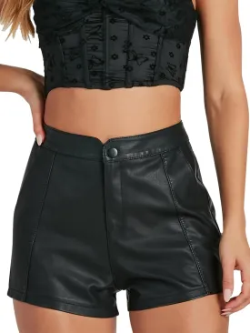 Womens Casual Faux Leather Shorts