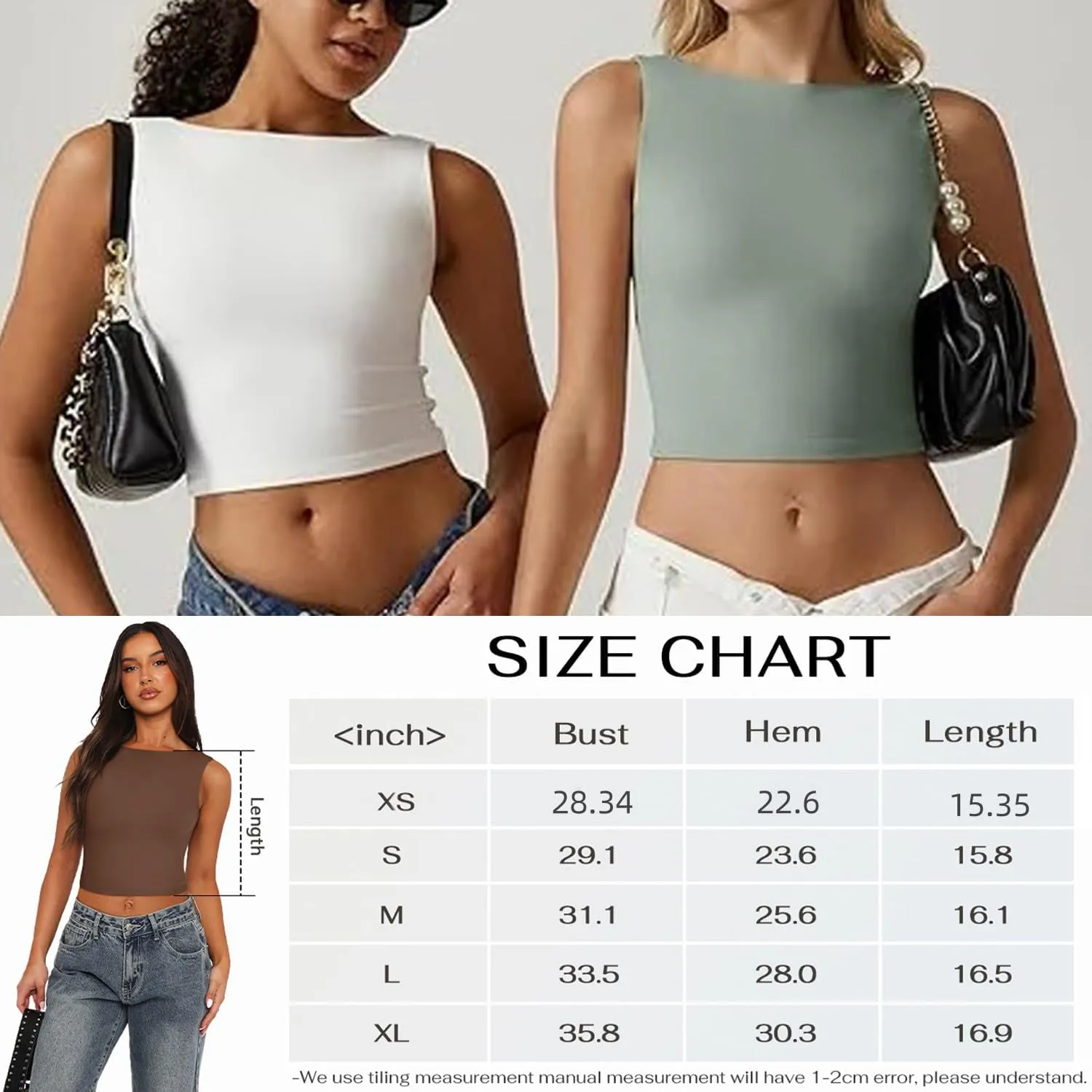 Women's Sexy Open Back Sleeveless Crop Tank, Open Back Tank Tops for Women 2024 Summer Solid Low Back Tank Tops